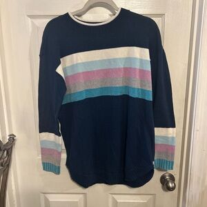 Talbots Navy and Pastel Striped Sweater